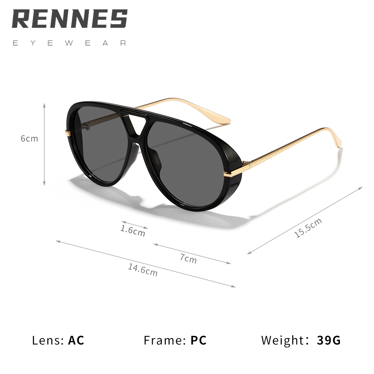 Gafas de sol clásicas de doble viga con montura grande retro europeas y americanas, nuevo estilo de motocicleta, gafas de sol esenciales para viajes diarios