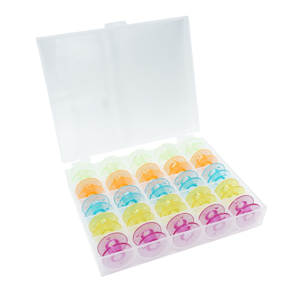 Máquina de coser con hilo de bobina para el hogar, caja de bobina vacía, caja de bobina de hilo de coser multicolor con 25 cajas de bobina
