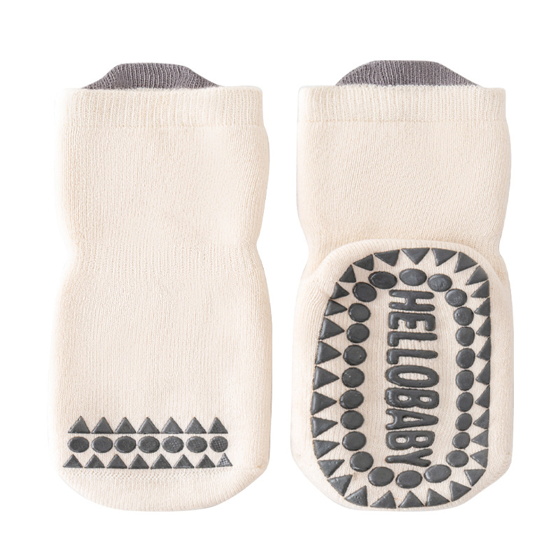 Calcetines de bebé para el suelo, invierno 2024, nuevo estilo, borde suelto sin costuras, antideslizantes para interiores, calcetines de media pantorrilla para niños y niñas pequeños