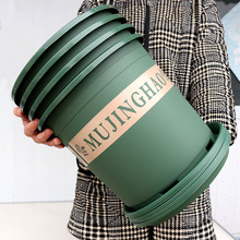 新款加厚加仑花盆塑料树脂月季室外基地用盆厂家直销批发印花透气