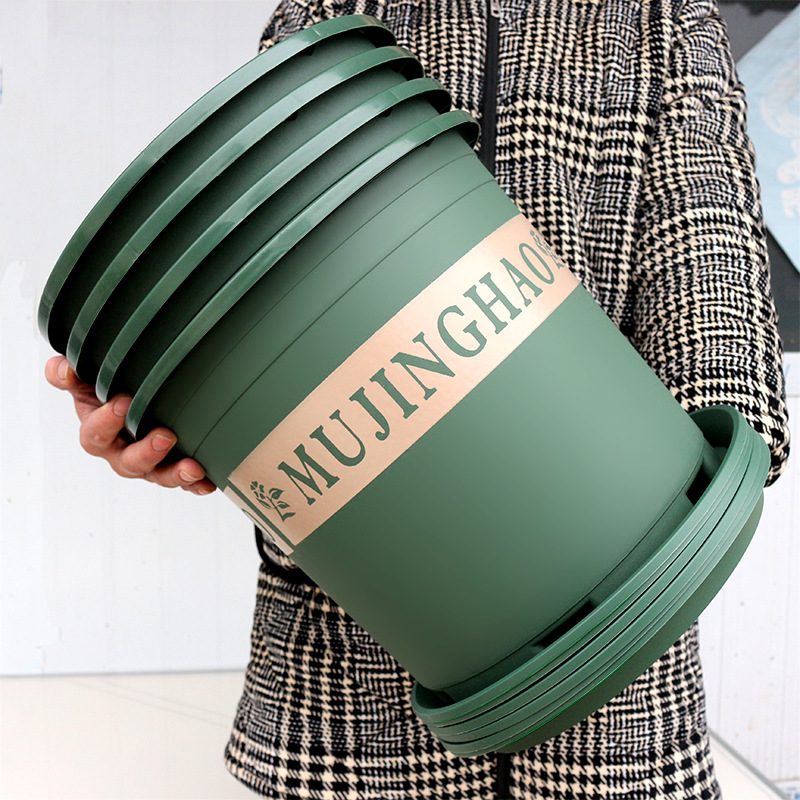 New thick gallon flower pot plastic resin rose outdoor base pot factory direct wholesale printing breathable
