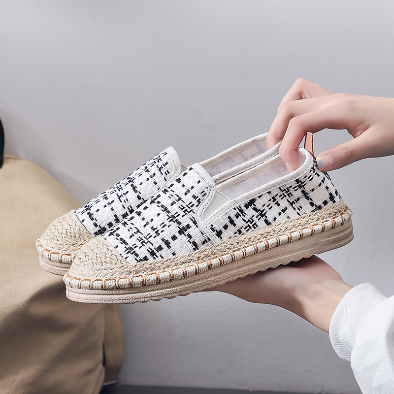 Zapatos de pescador perezoso de un pie transfronterizo mujeres verano 2025 nuevos zapatos planos versión coreana de zapatos de tela casuales de todo fósforo mujeres