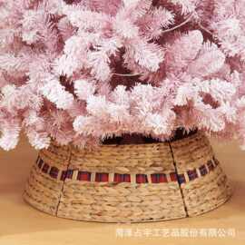 跨境水葫芦草编圣诞树围栏圣诞节装饰圣诞树装饰底座收纳篮围栏架