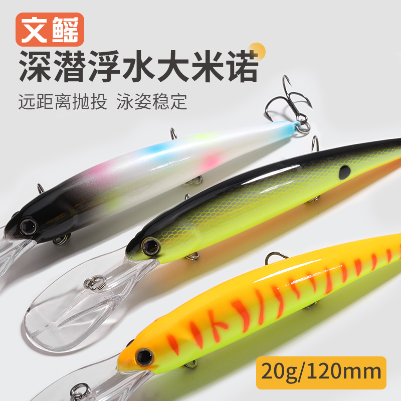 Luya cebo mino tablero de lengua larga traje de buceo profundo tiro largo agua flotante agua dulce rebordear pescado negro pesca de mar bajo matar cebo falso