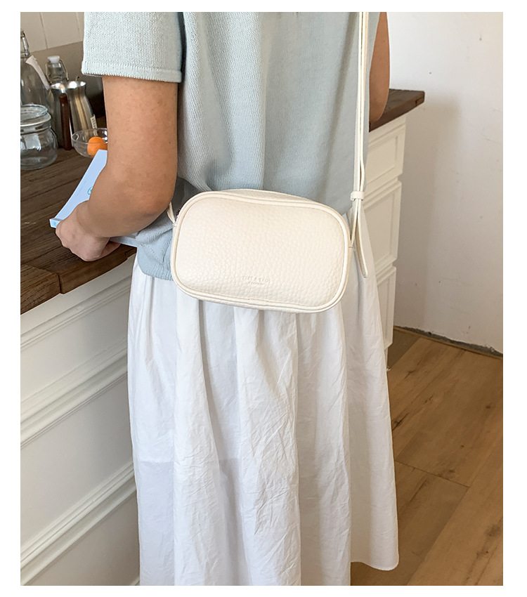 Fashionable and casual small square bag for women, 2025 summer new style personalized crossbody bag, versatile solid color lychee pattern single-shoulder bag undefined