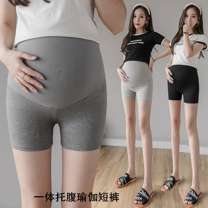 Maternity Versatile Three-Quarter Pants with Built-In Shorts, Thin, Integrated Waistband, Comfortable, Non-Slip, Anti-Exposure, Black