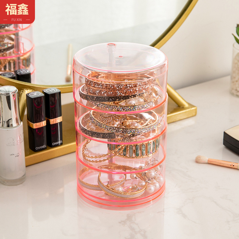 厂家批发塑料透明四层首饰盒桌面整理收纳盒跨境热销储物饰品
