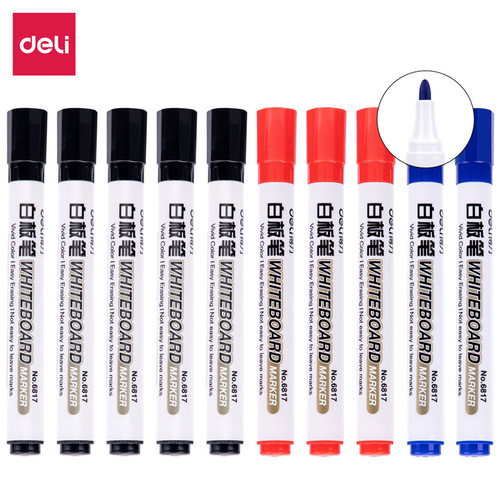 Deli stationery whiteboard pen 6817 economical thin 2.0mm easy to wipe without leaving traces whiteboard pen large pen marker pen