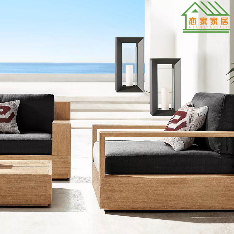 Al aire libre nórdico patio sofá combinación teca ocio villa hotel patio al aire libre B & B combinación de mesa y silla