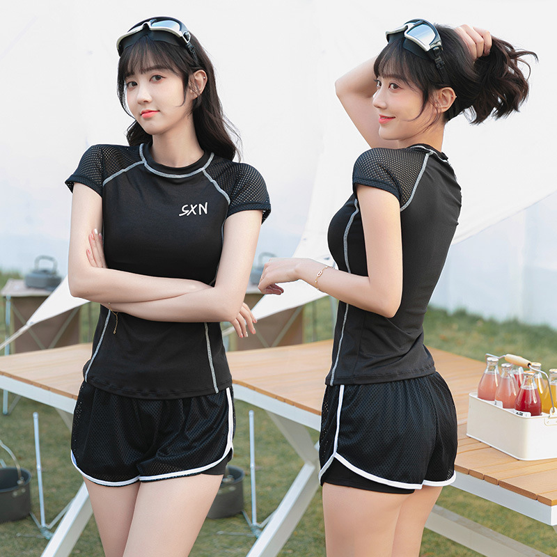 Traje de baño de dos piezas Deportes Moda de estilo coreano de las mujeres adelgazante SLIM-Fit traje de baño de dos piezas de vacaciones de aguas termales ventas directas de la fábrica