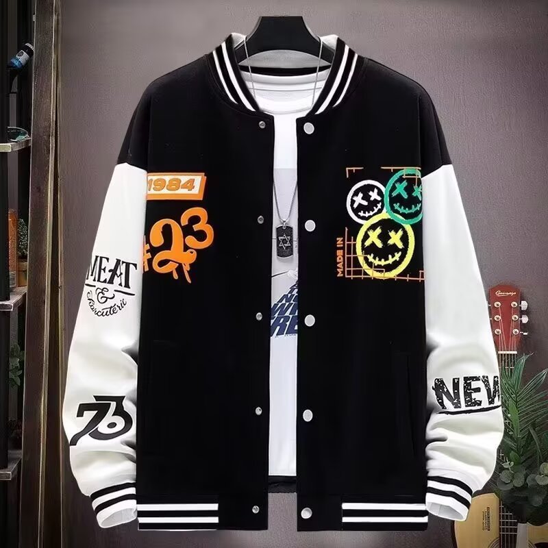 跨境爆款外套春秋学生夹克上衣服潮流帅气青少年宽松潮男装棒球服