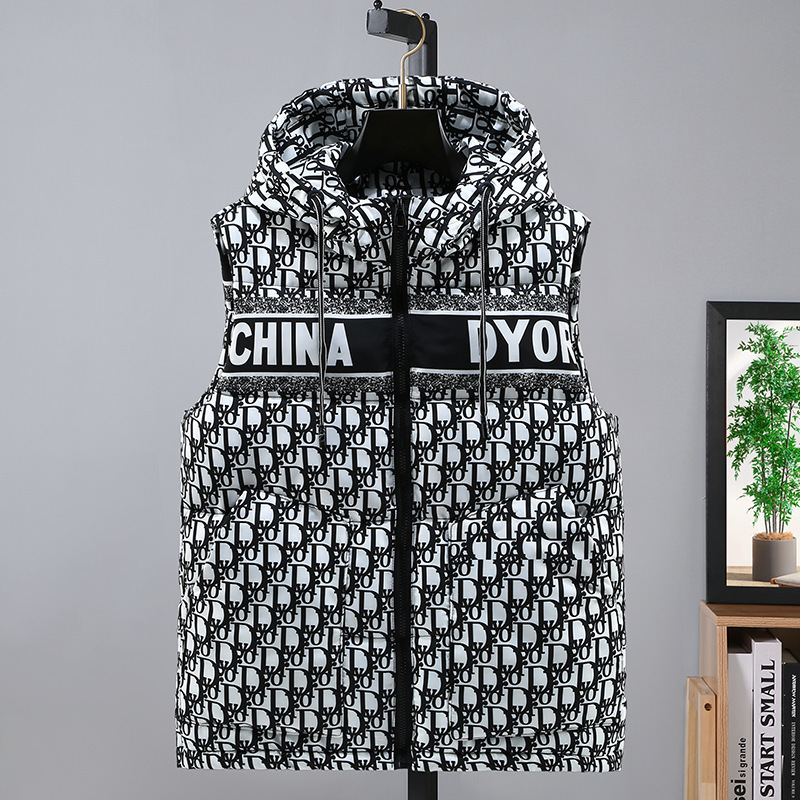 Cross-Border Foreign Trade Autumn and Winter New Couple's down Cotton Vest Men's Trendy Fashion Thickened Cotton Vest