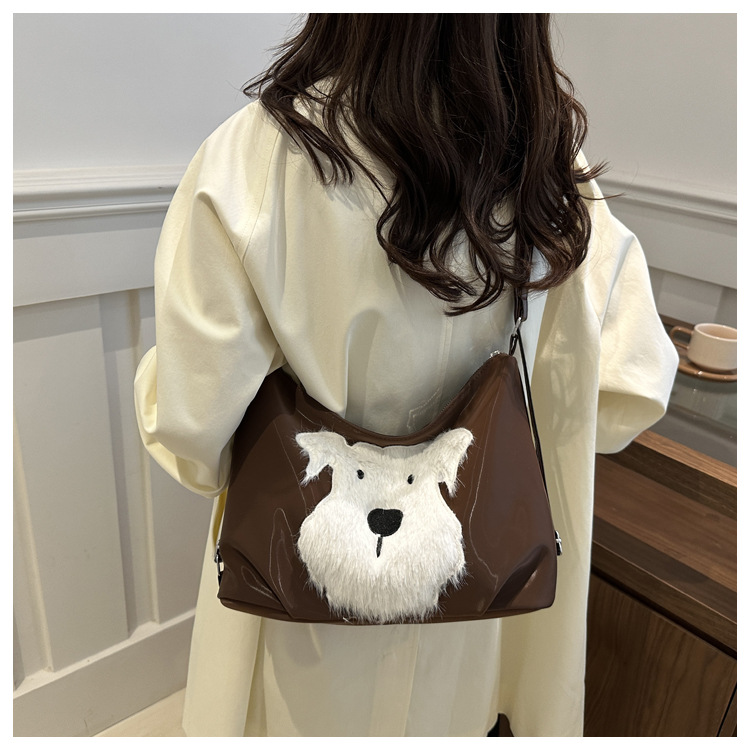 Cute little dog tote bag, women's bag, fashionable new school style backpack, large-capacity commuting single-shoulder bag undefined