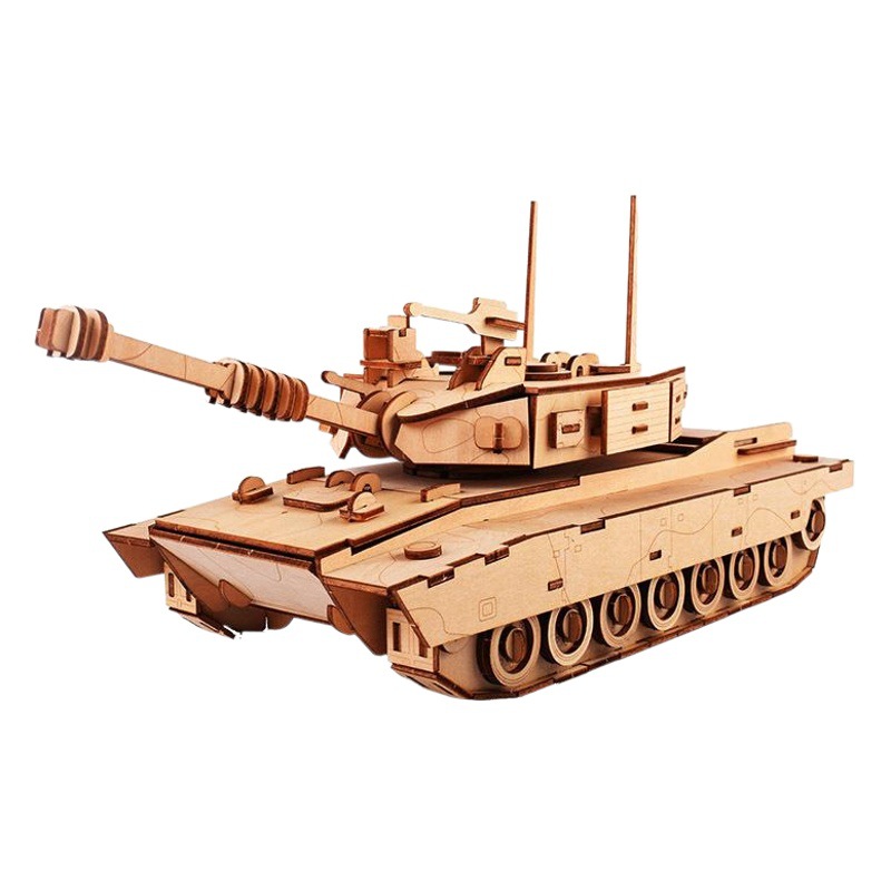 Xinlian fábrica directa 3D tridimensional láser rompecabezas tridimensional de madera rompecabezas de madera montado juguete caja de color tanque