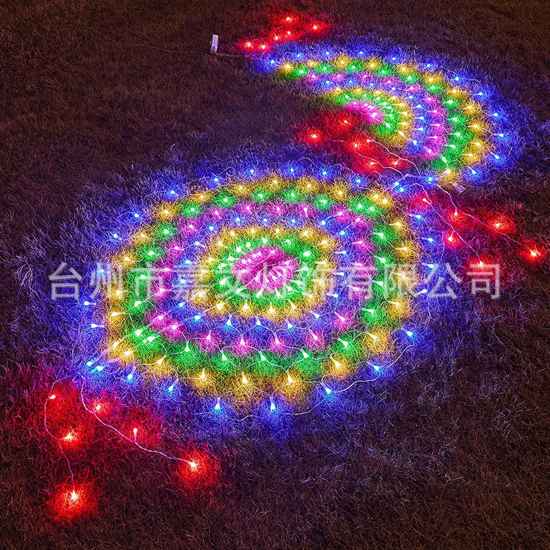 Luces de cadena LED de venta directa de fábrica, luces de pavo real, luces de red, luces de red de pesca, decoración navideña para exteriores, luces de cadena intermitentes de colores