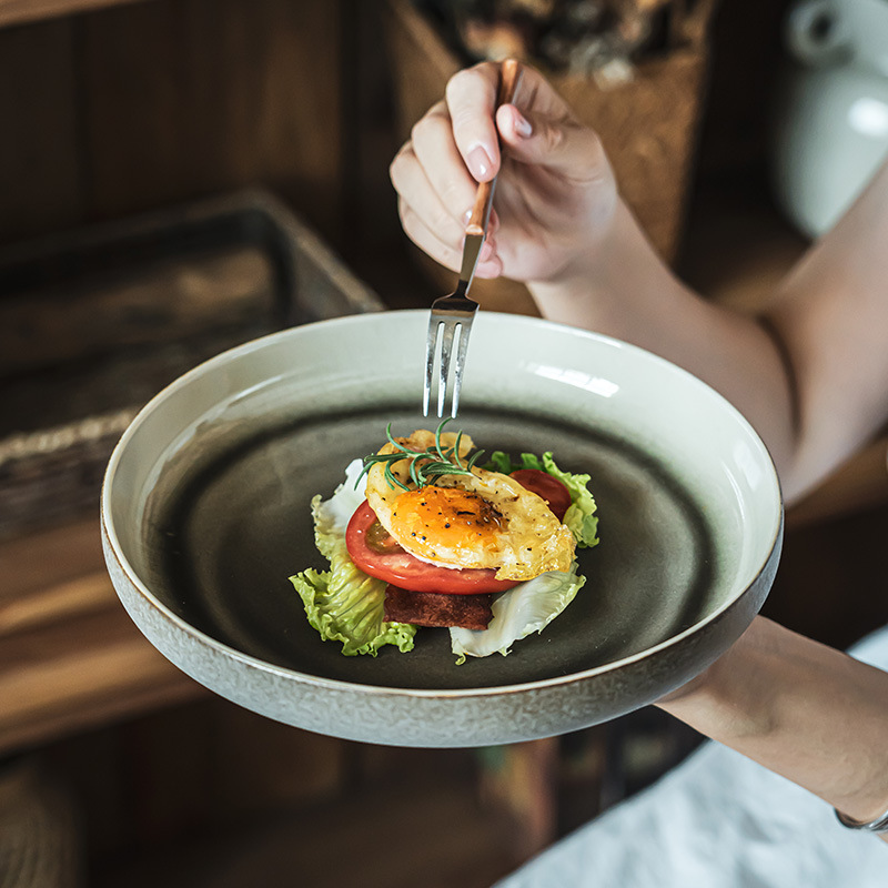 Cuencos de cerámica retrógrados cuencos claros cuencos de platos caseros cuencos de verduras cuencos creativos cuencos de ensalada cuencos de pasta cuencos de restaurante