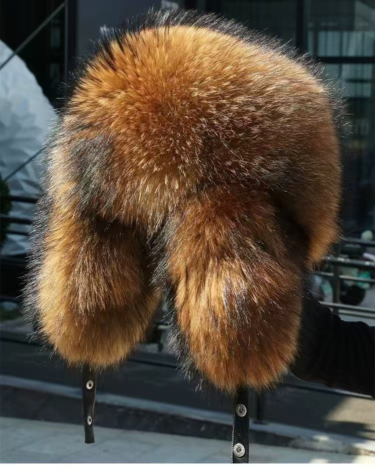 노란 너구리 모피 풀 헤어