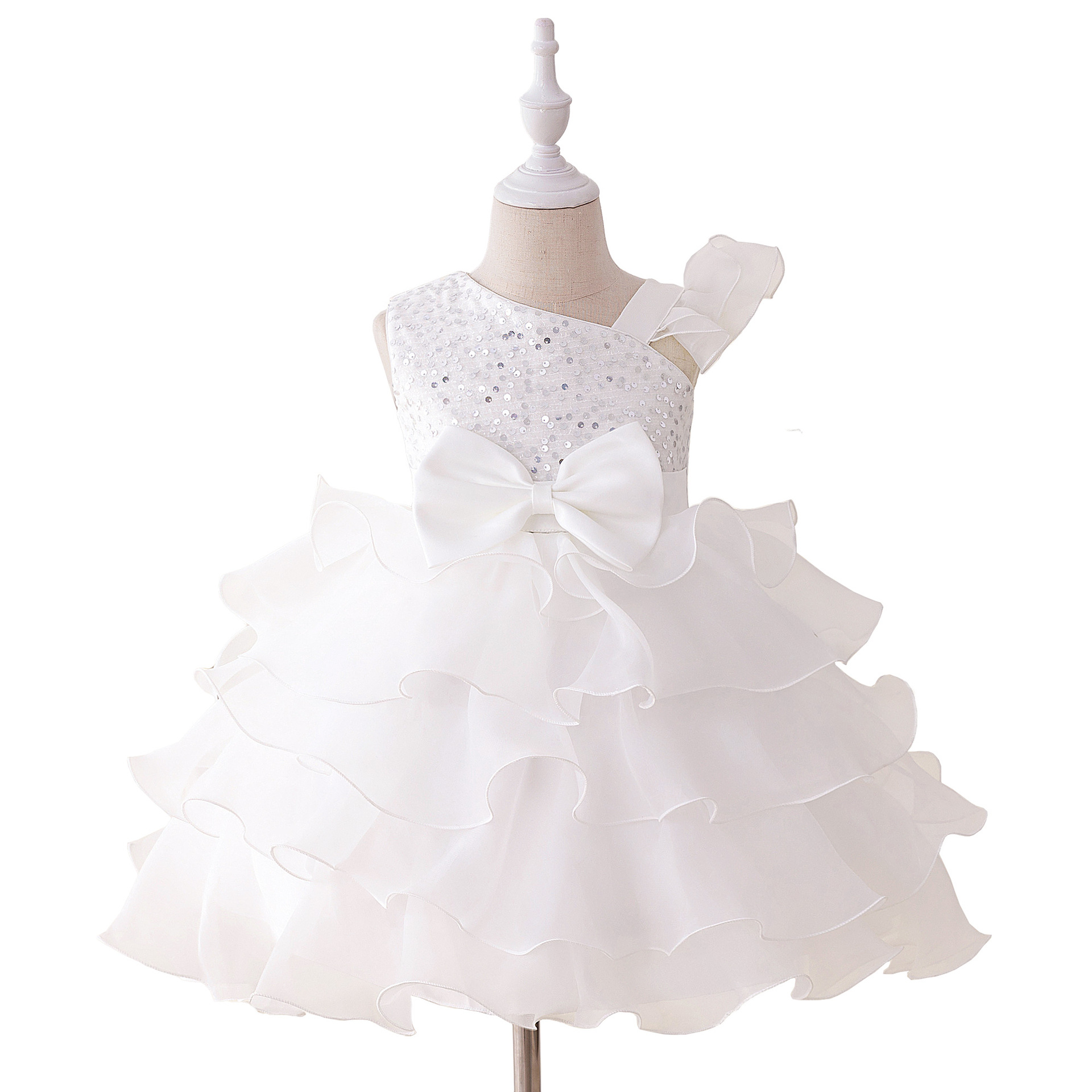 Niños pequeños y medianos nuevos vestidos de aniversario de bebés europeos y estadounidenses, vestido de princesa, pastel, vestido de fiesta de cumpleaños de estilo occidental