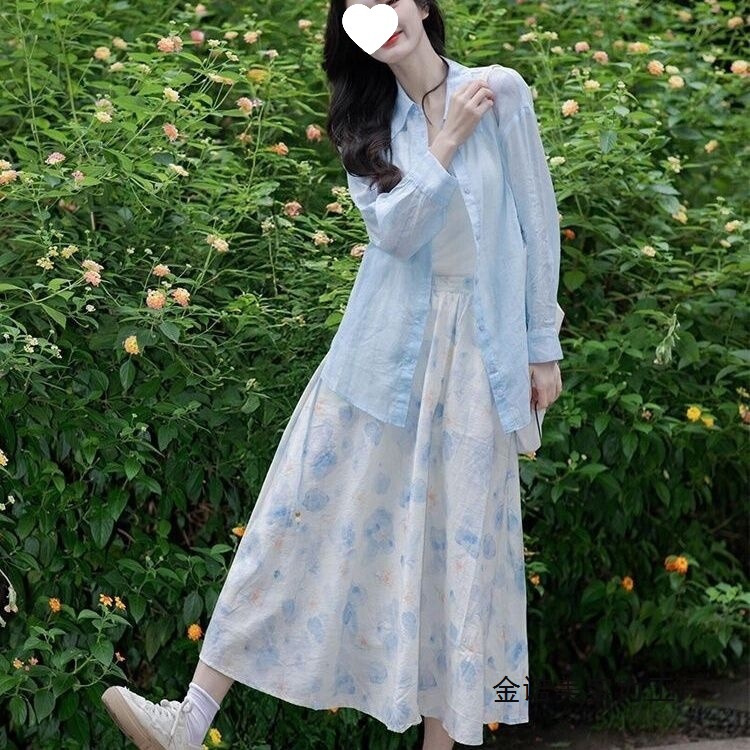 2026 New Style French Gentle Floral Dress for Women, Early Spring Outfit, Elegant Shirt and Matching Long Skirt