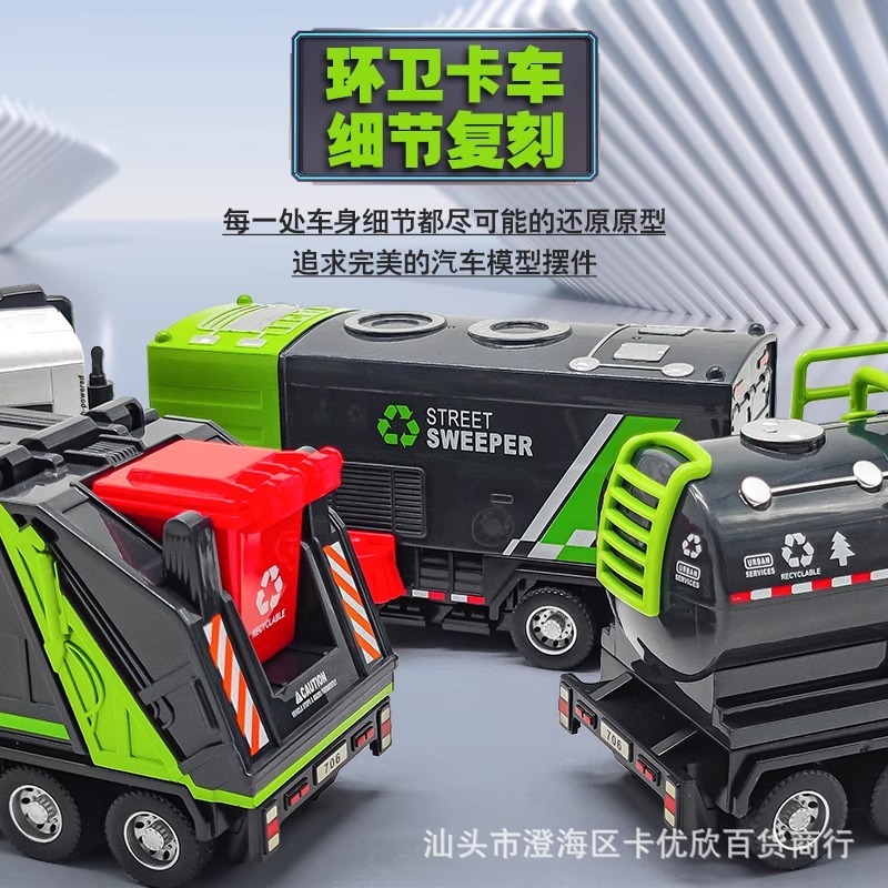 男の子シミュレーション都市防疫衛生車装飾品慣性走行ゴミ収集車道路掃除車スプリンクラーモデルおもちゃ|undefined