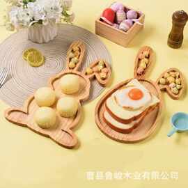 竹制复活节托盘兔子造型水果零食甜品盘早餐盘节日派对熟食奶酪板