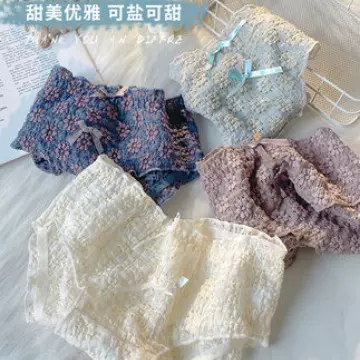 夏季无痕蕾丝梨花中腰内裤少女纯棉档透气三角短裤可爱女少女风
