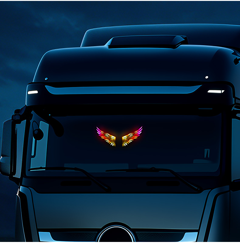 Cross-border LED solar-powered angel wing car interior ambient light, no wiring required, dynamic light, triangular window decorative light