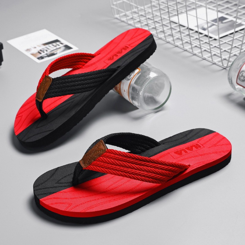 Flip-Flops for Men, Korean Style Trendy Men's Summer Thick-Soled Slippers, Non-Slip Outdoor Wear, Flip-Flops, Soft-Soled Sandals, Beach Shoes