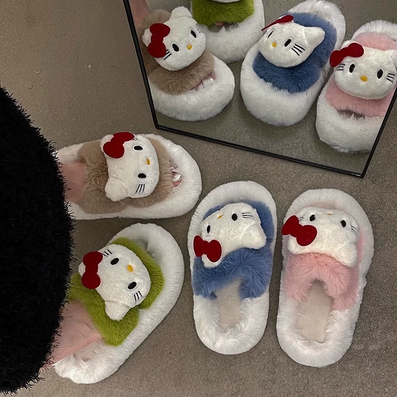 Hello Kitty, демисезонные тапочки, универсальная обувь на платформе, корейский стиль