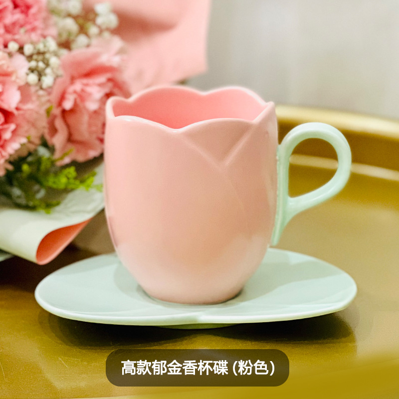 Taza de café de cerámica creativa y platillo desayuno leche tulipán taza de café traje de gran capacidad publicidad logo taza de café