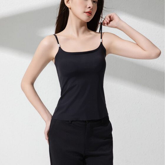 1008# long ice silk seamless beauty back one-piece all-match vest one-piece cup comfortable wear-free suspender underwear for women