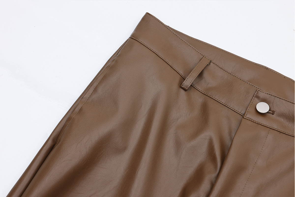 Pantalon en cuir PU d'inspiration punk pour homme - Coupe skinny style moto avec plis subtils, pantalon long slim taille haute (noir, S-XL)_voghion.com