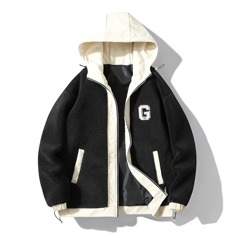 Men's Clothing plus size winter jacket for men thickened men's cotton coat with hood polar fleece lamb fleece_voghion.com