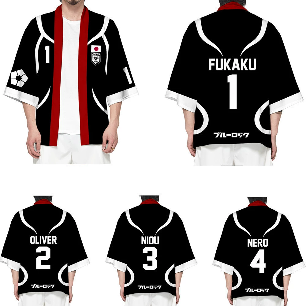 Новый летний японский аниме BLUE LOCK товары в японском стиле кардиган кимоно плащ хаори халат одежда