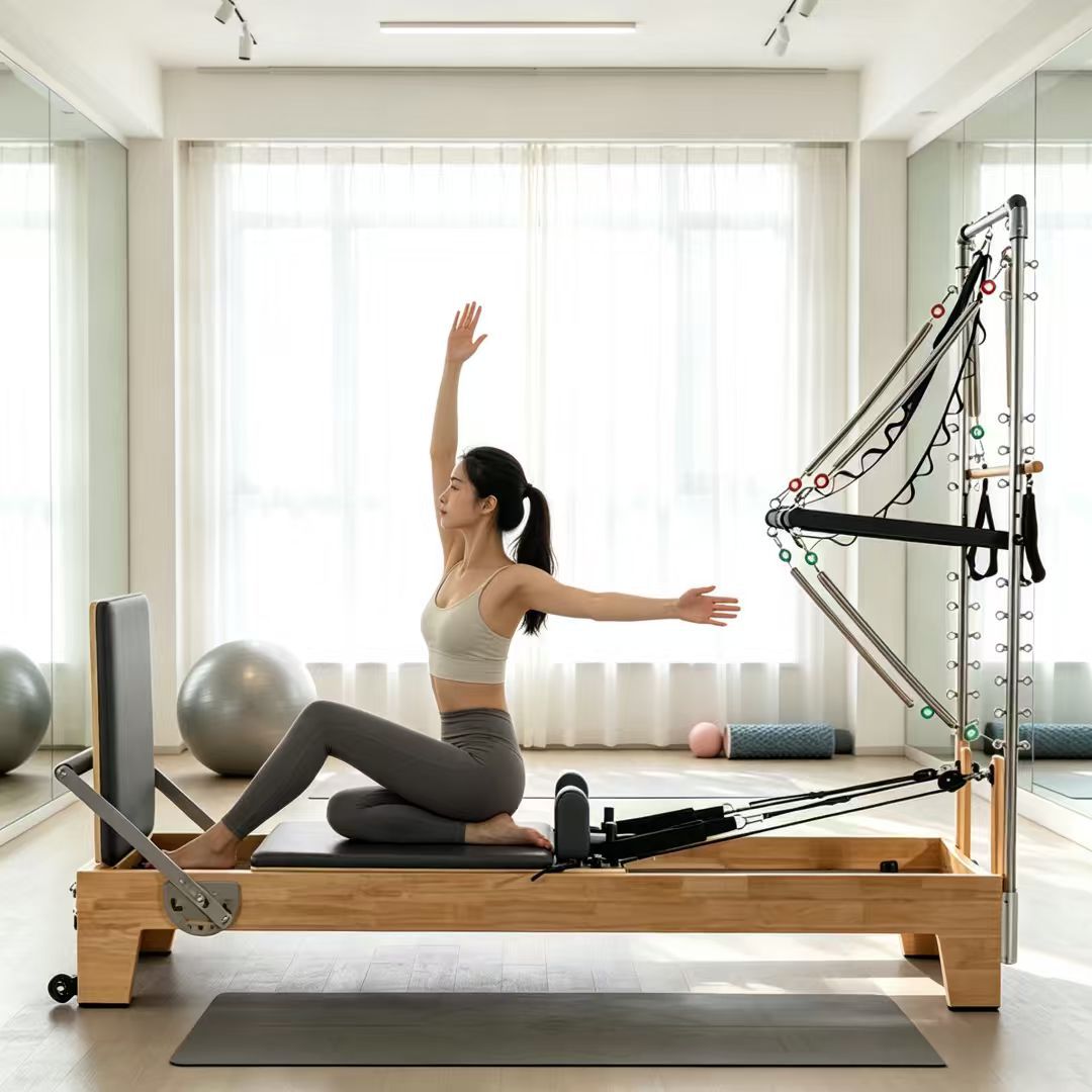 Oak Elevated Training Bed for Yoga Studio, Personal Training, Full-Body Strength Training, Large Equipment, Pilates Elevated Training Bed