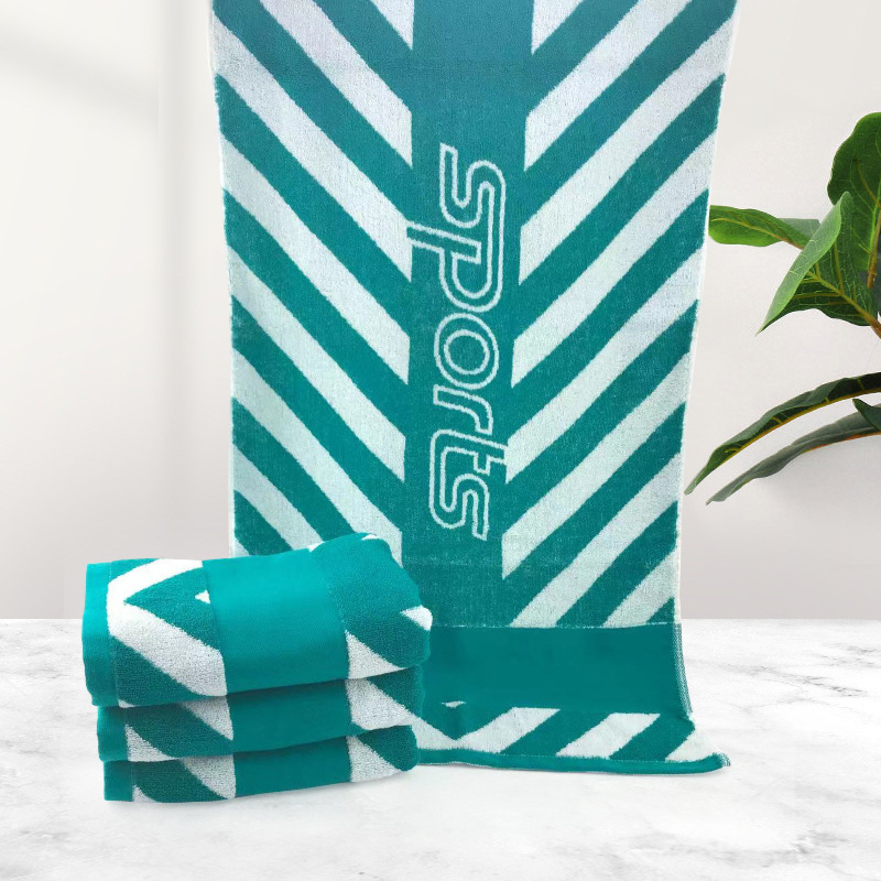 Cotton yarn-dyed beach bath towel custom 50*100 green and white sports towel cotton marathon foreign trade gift bath towel