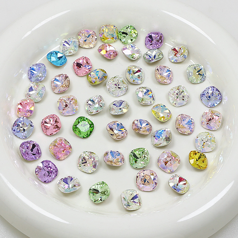 Dongzhou Crystal Fat Square Diamonds 6/8/10 Flash Nail Art Diamonds, Square and Rounded Corner Stacked Diamonds, Fat Square Nail Art Decorations, Tiktok Hot Item