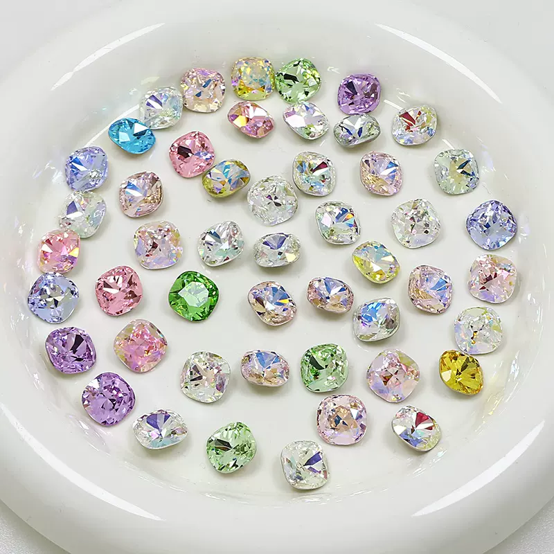 东洲水晶美甲肥方钻爆闪圆角方形堆钻抖音爆款美甲饰品肥方美甲钻