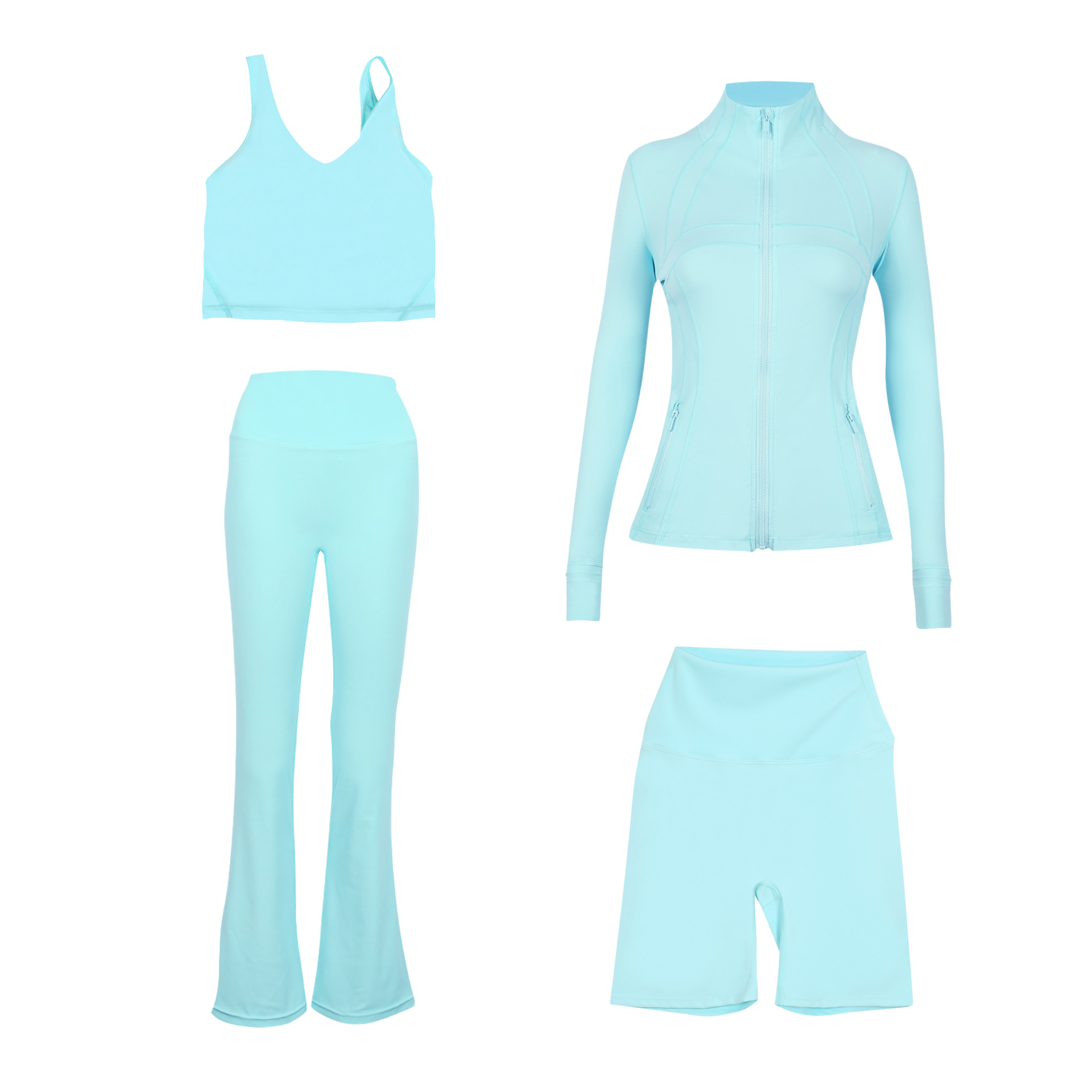 Dames sportkleding set slim fit u-hals top en flared broek_voghion.com