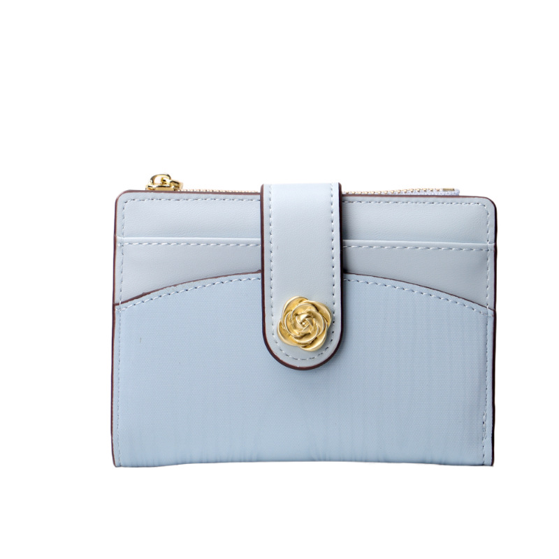 Nuevos productos transfronterizos Bolso de tarjeta de mujer corto suave japonés Cartera de múltiples tarjetas Monedero de color caramelo Cartera de estudiante