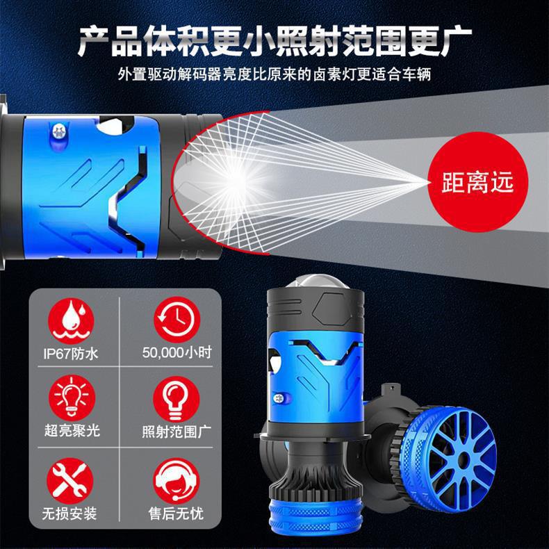 M01Y Cross-Border New Model Car LED Headlight Motor Laser High-Power Spotlight H4 Lens Modified Motorcycle Light