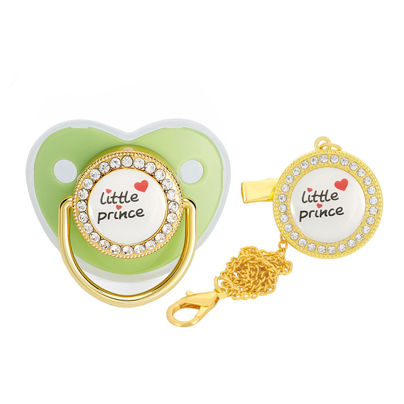 2022 transfronteriza Venta caliente amor Pequeño Príncipe bebé diamante pezón bebé diamante chupete con cubierta de polvo