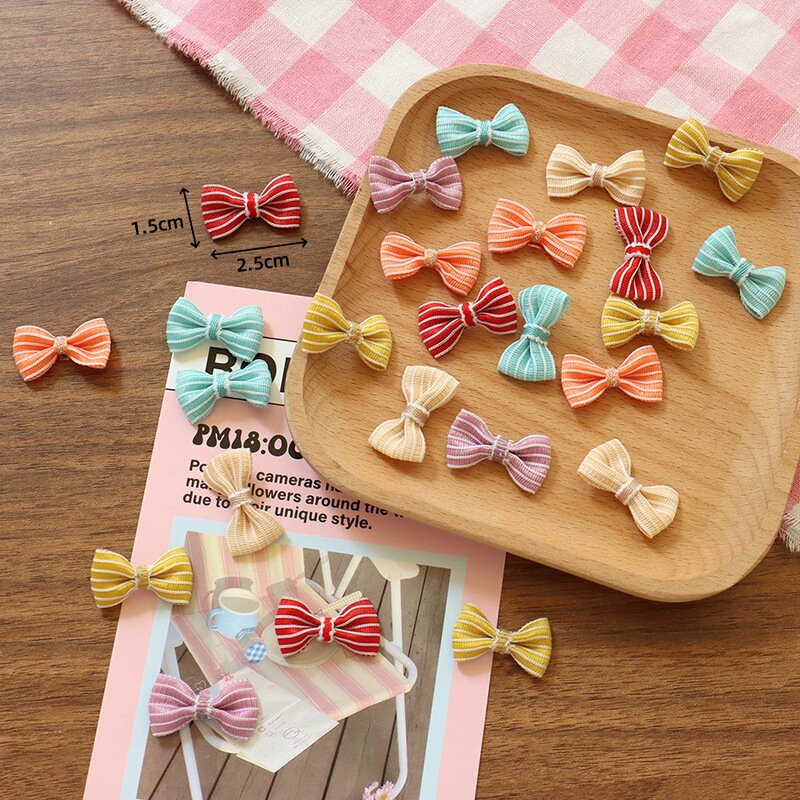 Korean-Style Striped Ribbon Bow Underwear and Sock Accessories, Small Waist Bows, Doll Clothing Accessories, Small Bows