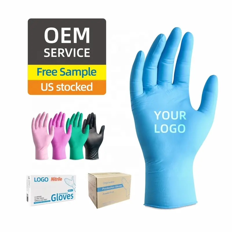 Rubber FreeNon-Sterile5 MilNitrile DisposablePlastic Gloves