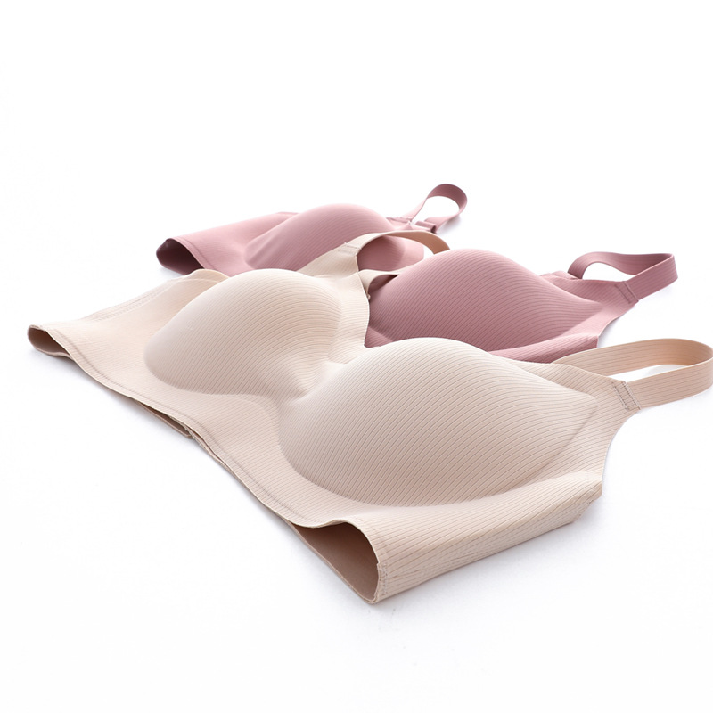 Sujetador fino para mujer para bustos pequeños, recoge y sostiene los senos laterales, sin aros, pasa las pruebas de seguridad, no es magnético, sujetador de látex con copas de látex.