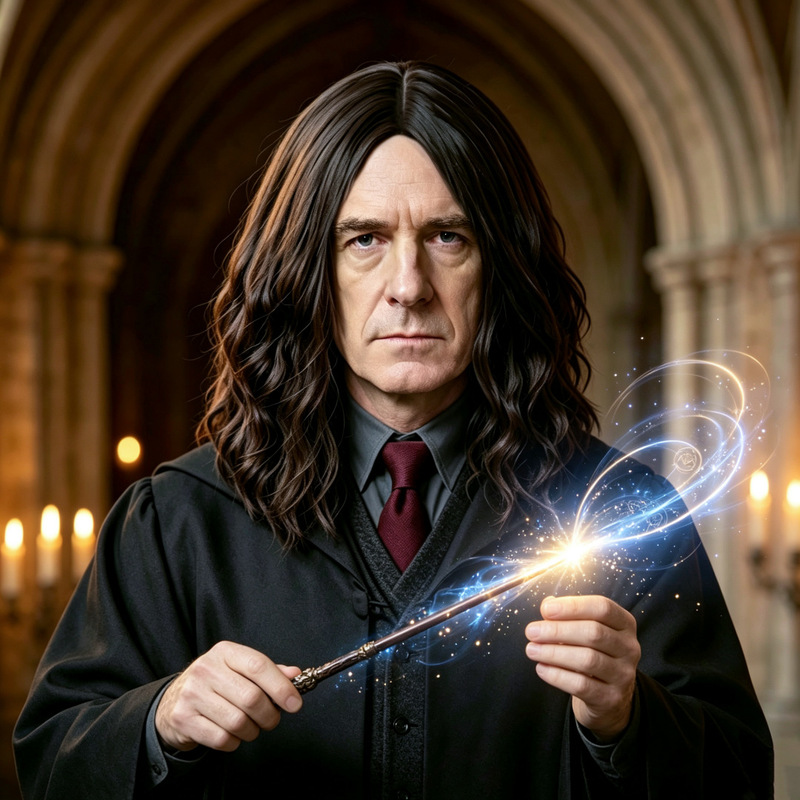 Cos Harry Potter Snape Wig Men's Black Medium-Length Wavy Curly Hair Party Full Headgear Temu Source