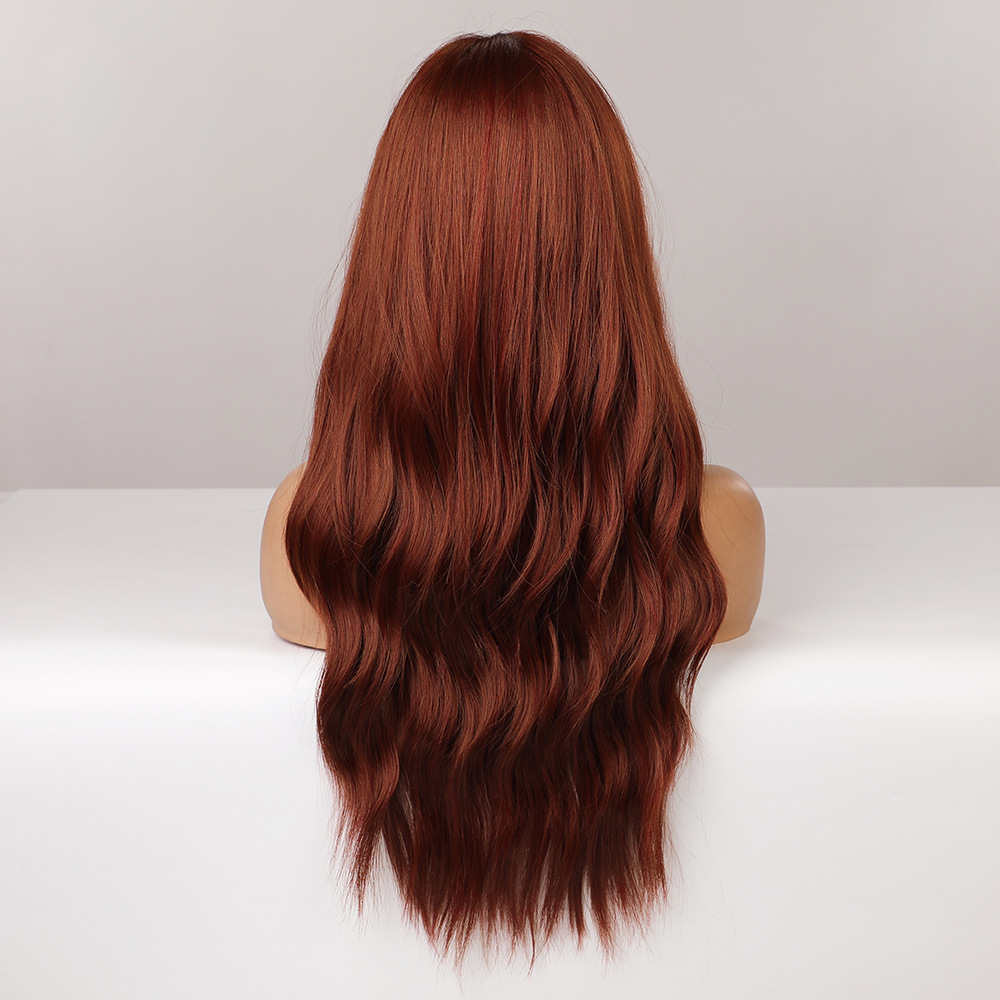 2021 nuevo anime transfronterizo flequillo de aire largo pelo rizado Cosplay seda de alta temperatura peluca europea y americana cubierta de cabeza completa femenina