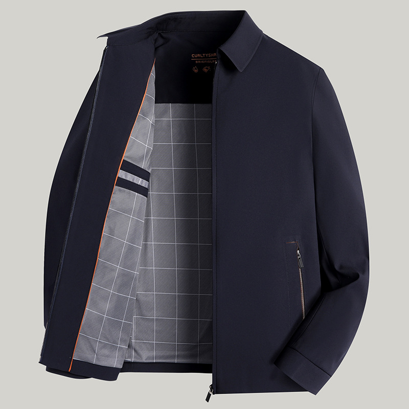 Men's Jacket Business Casual Solid Colour Lapel Autumn Coat_voghion.com