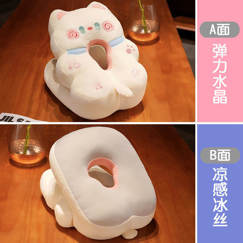 흰 고양이 [한쪽은 얼음 실크, 다른쪽은 플러시 천]
