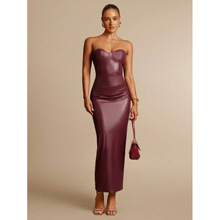 D 65503 Leather tie bandeau dress Ƥ����Ĩ��ȹ�羳����